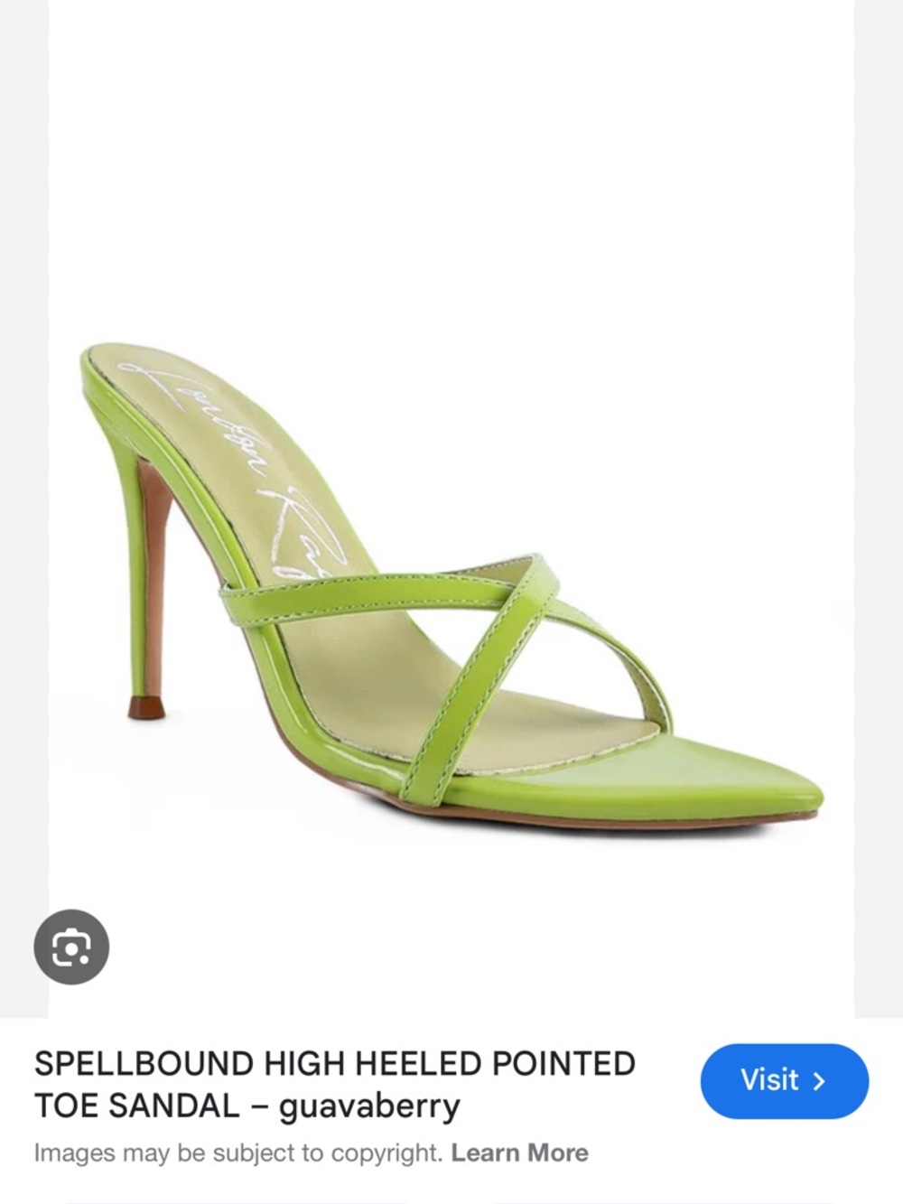 Spellbound High-Heel Pointed-Toe Sandal in Lime Green